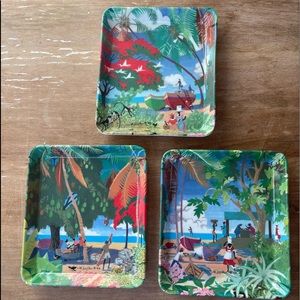 Vintage 1988 Italian Melamine Jim Walker Island Life art snack plates